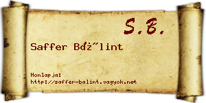 Saffer Bálint névjegykártya